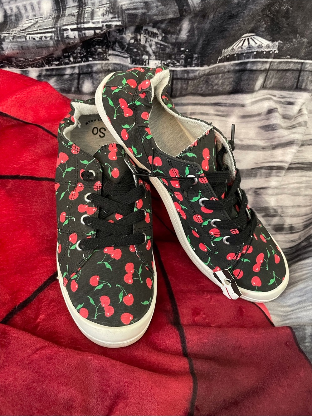 SO Black Cherry Print Sneakers